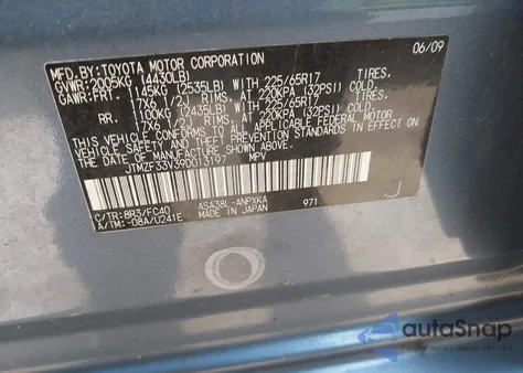 2009 Toyota Rav4 z USA, uszkodzony, nr VIN JTMZF33V39D013197